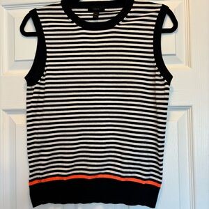 Classic J. Crew Navy and White Striped Top with a Pop of Red